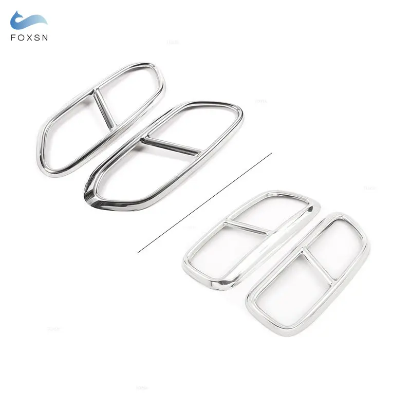 For Volvo XC60 S60 XC90 S90 V90 Stainless Steel 2pcs Silver Tail Muffler Exhaust Pipe Output Cover Car Accessories Trim