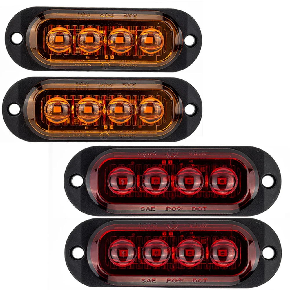 2 قطعة 4LED سيارة أضواء العلامات الجانبية قوارب ل تيار مستمر 12 فولت-24 فولت سيارات مؤشر التخليص مصباح للسيارات عربات الشاحنات المقطورات