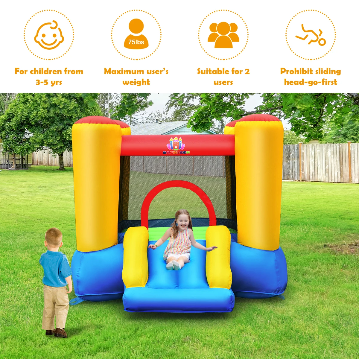 Inflatable Bouncer Kids Slide Bounce House for Indoor Outdoor with 550W Blower