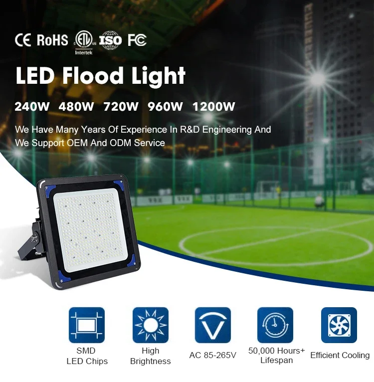 Factory Price Outdoor Spotlight 240w 480w 720w 960w 1200w Watt High Power Led Outdoor Flood Lights