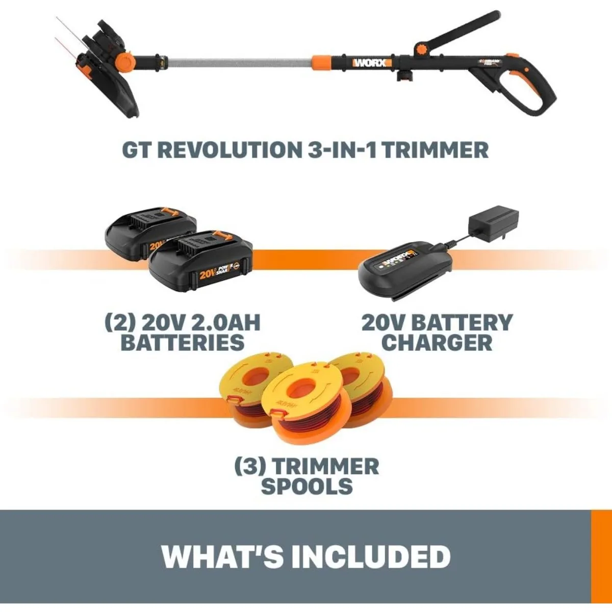 أداة العشب 3 في 1 بقوة 20 فولت: ماكينة تشذيب الخيوط، مقلم، جزازة. قطع 12 بوصة، بطاريتين. رعاية ساحة بدون جهد لأصحاب المنازل.