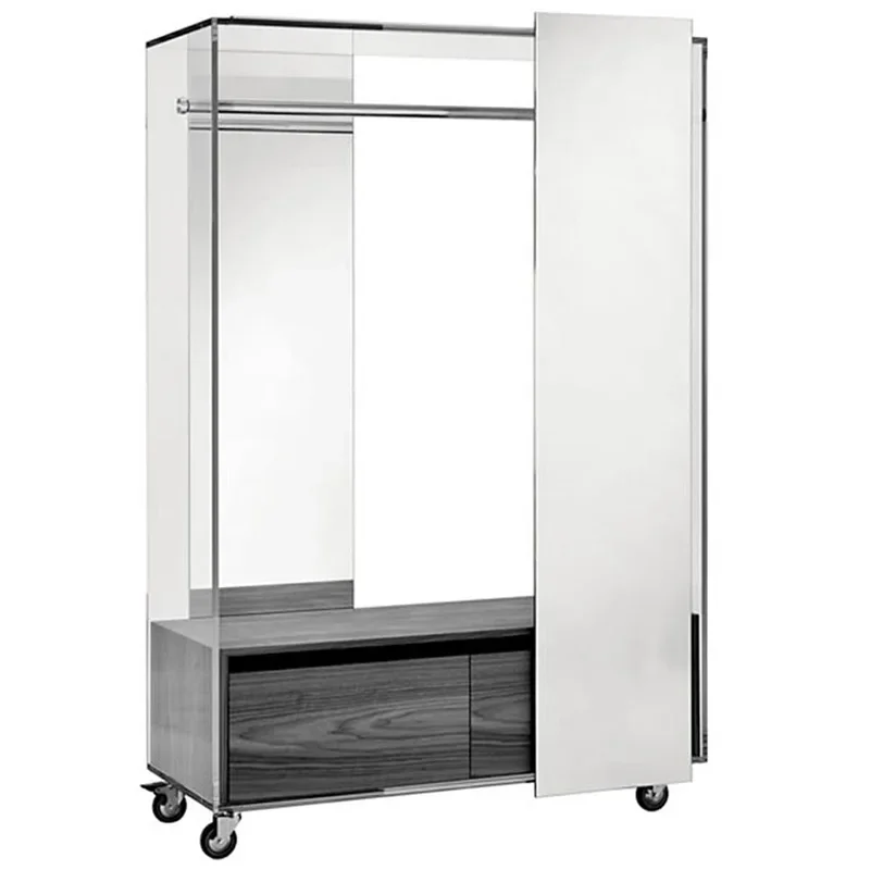 Modern minimalist open glass wardrobe hotel B & B model room bedroom floor-to-ceiling solid wood
