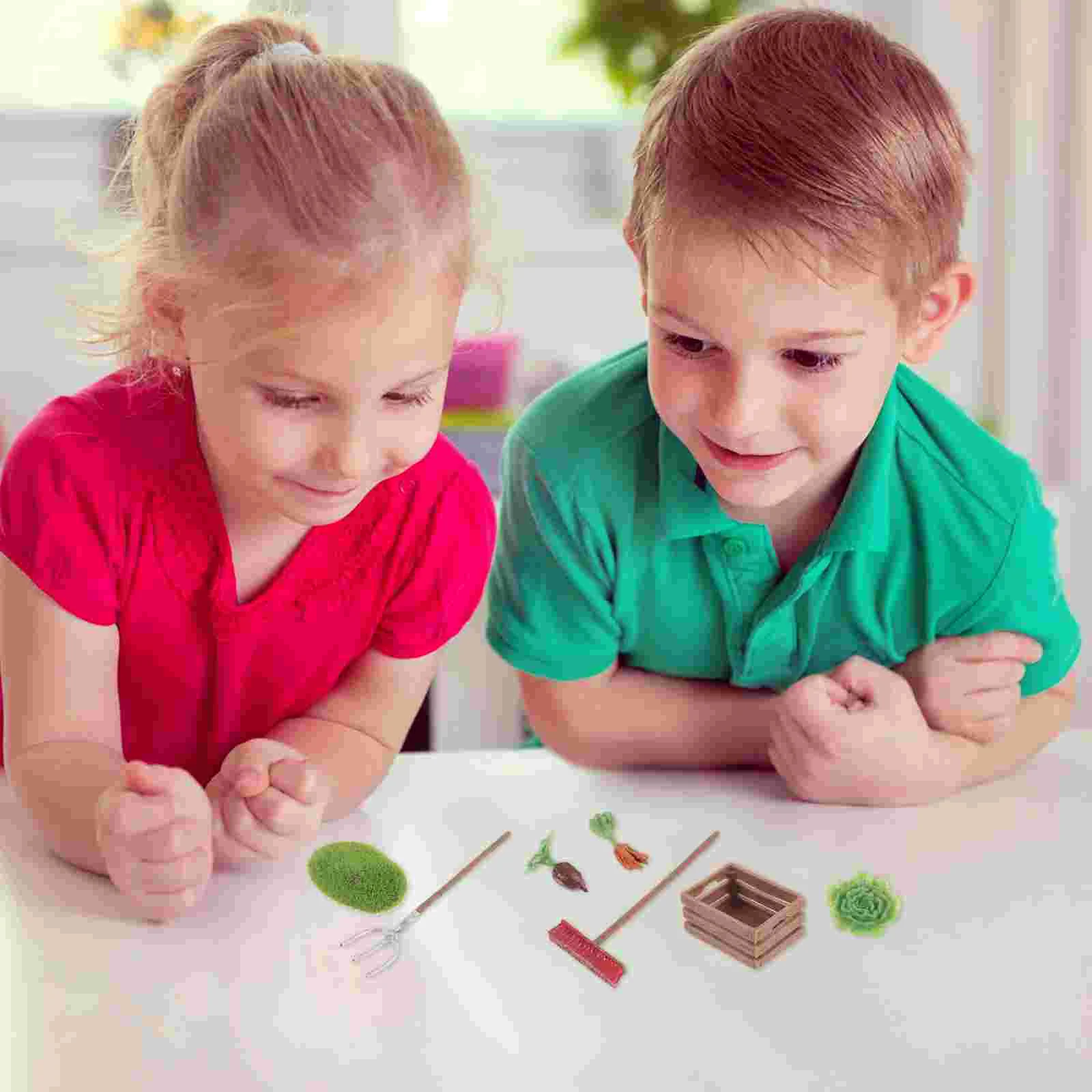 

Mini House Farmhouse Prop Toy Model Educational Plaything Tool Miniature Garden Decor