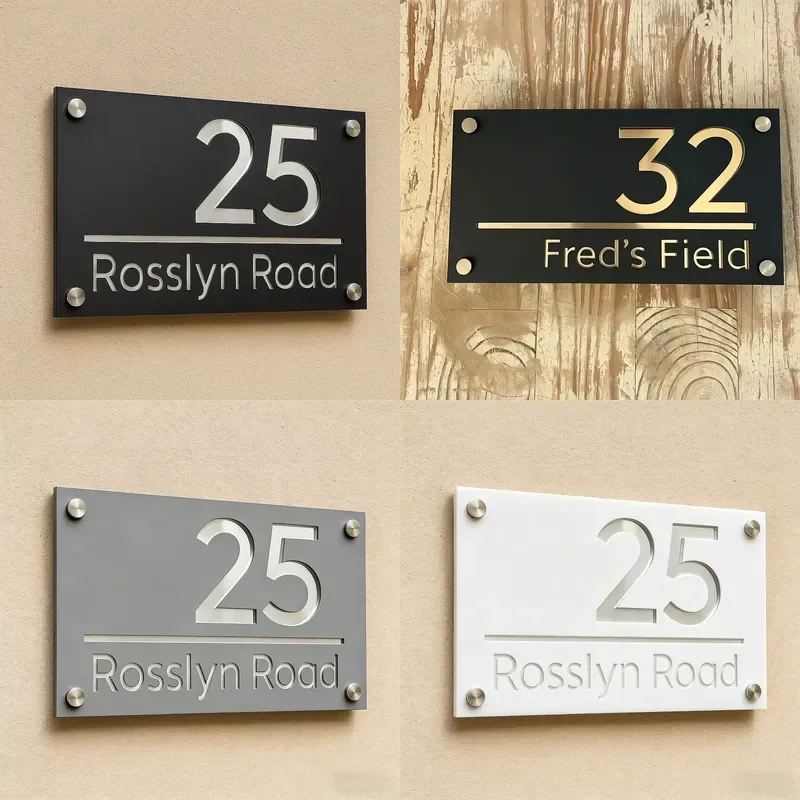 Large 3D Laser Cut Acrylic House Number Sign - Personalized Modern Address Plate for Residential Exterior