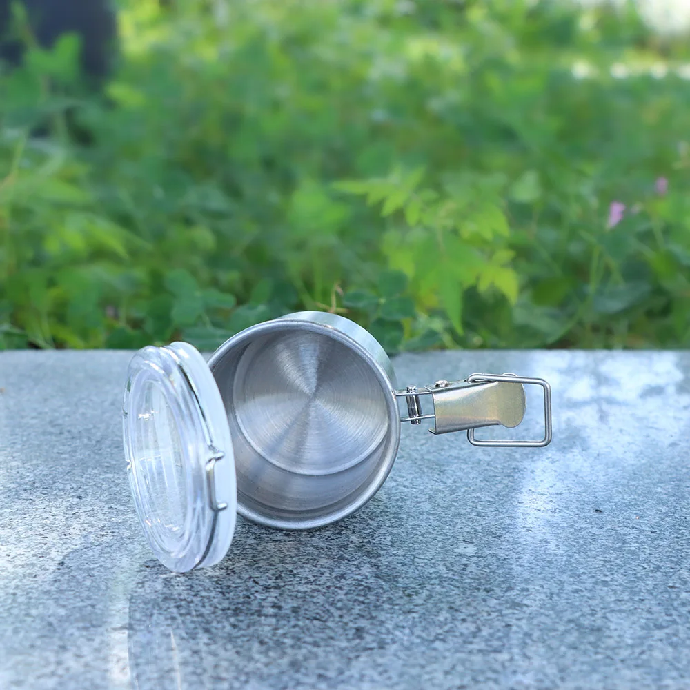 Honeypuff Stainless Steel Airtight Stash Jar 2.17 Inches Multi-Use Vacuum Seal Portable Storage Container for Herbs