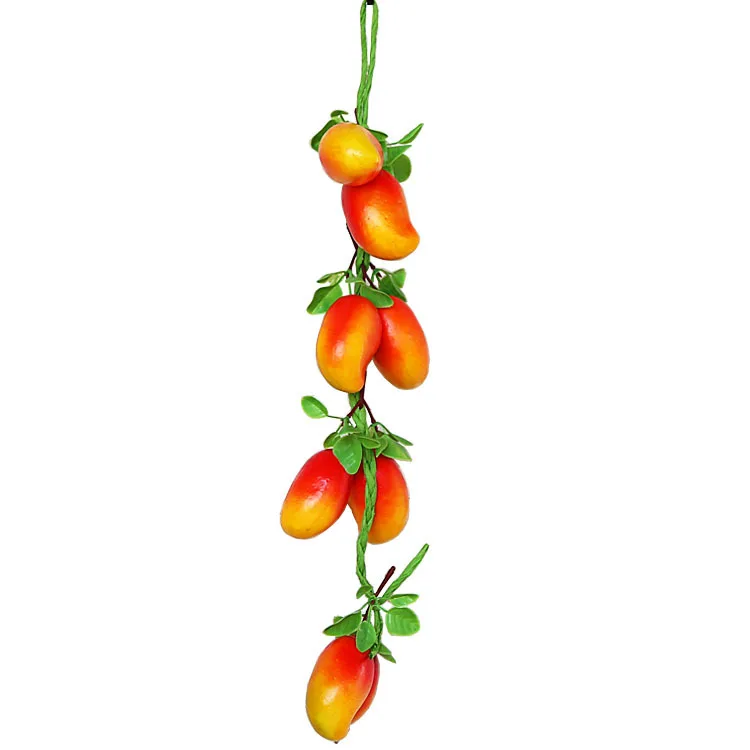 8Heads Artificial Mango String Food Vegetables Photography Props Fake Fruits Home Garden Party Wall Hanging Artificial Fruits