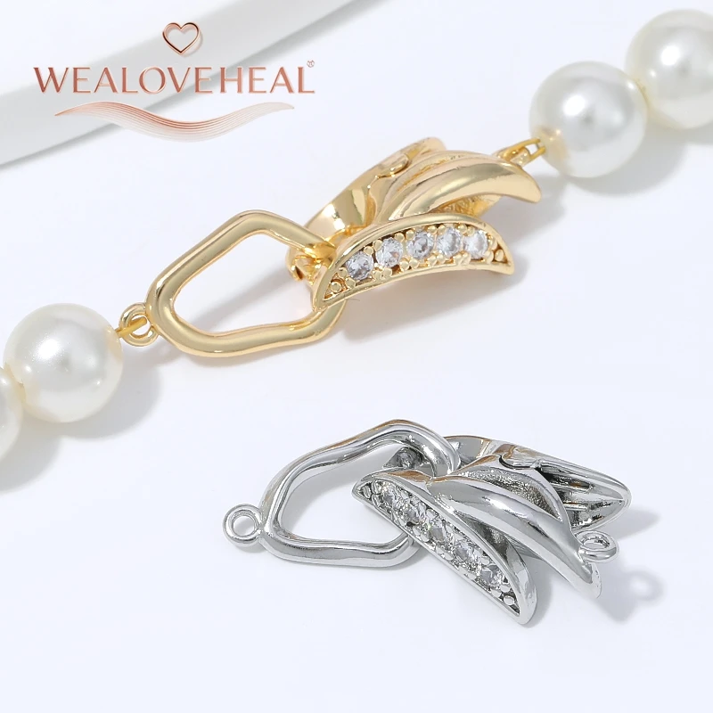 armband verschluss, 1 Stück 18K vergoldeter Messing-Perlenkapselverschluss, mit Zirkonia besetzter Druckknopfverschluss mit Endösen für Perlenarbeiten und DIY-Schmuckzubehör – Detail 19