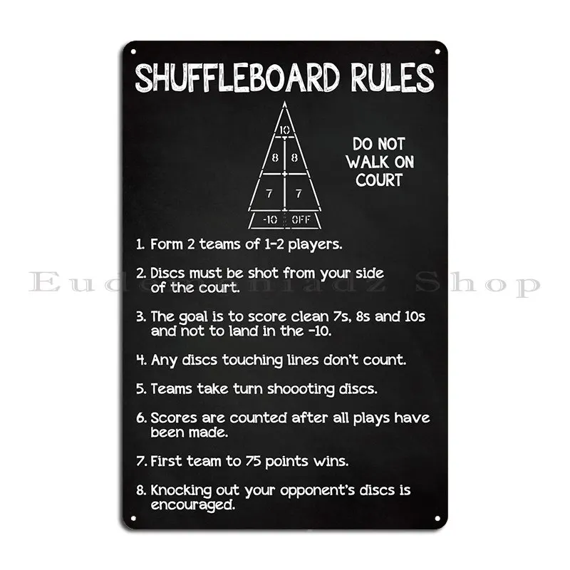 Shuffleboard Chalk Metal Sign Poster Personalized Garage Wall Decor Character Garage Tin Sign Poster