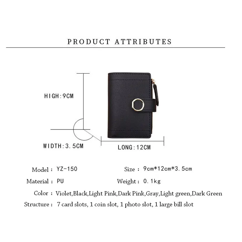 Women Small Wallets Female Luxury Brand PU Leather Zipper Coin Purse Ladies Card Holder Wallet for Women Purse Clutch Bag