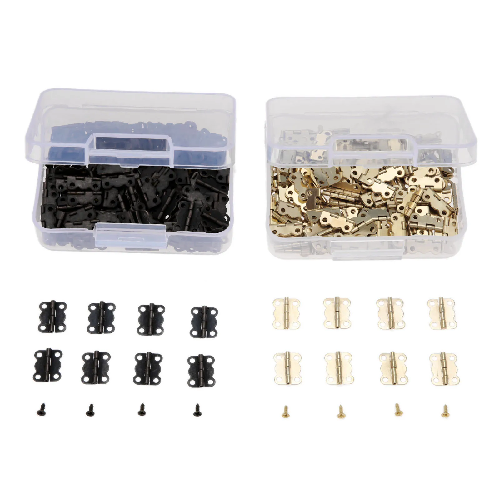 200Pcs/box 16*12mm Antique Butterfly Mini Hinges Retro Butt Hinges with 800pc Screw for Wooden Box Jewelry Chest Box Cabinet DIY