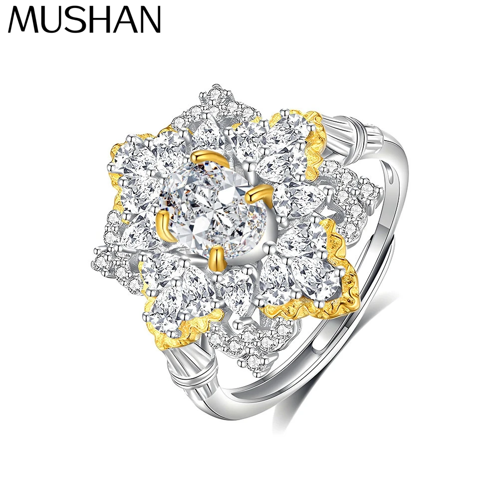 

MuShan Designer Jewelry 925 Sterling Silver Ring VVS Moissanite Birthday Ring for Partner 18K Gold Plated MST Patent Jewellery