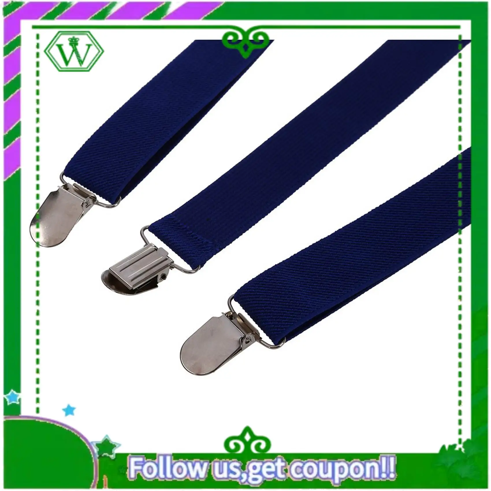 A18P-2X Регулируемый металлический зажим для взрослых, эластичные подтяжки, темно-синие