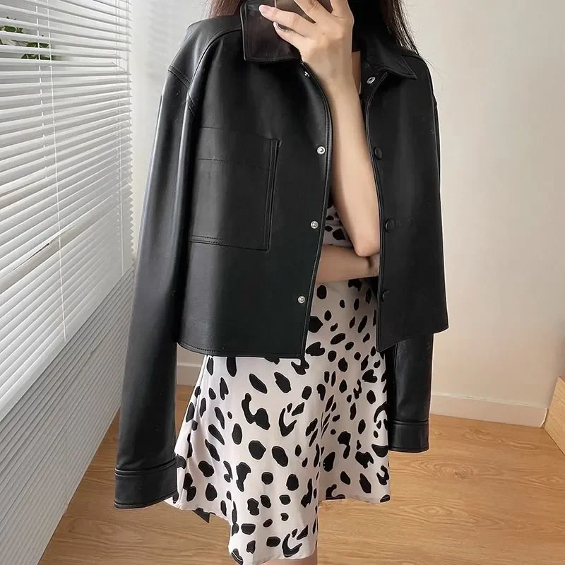 

Новая осенне-зимняя куртка 2025 года, маленькая кожаная куртка в американском стиле ретро для женщин