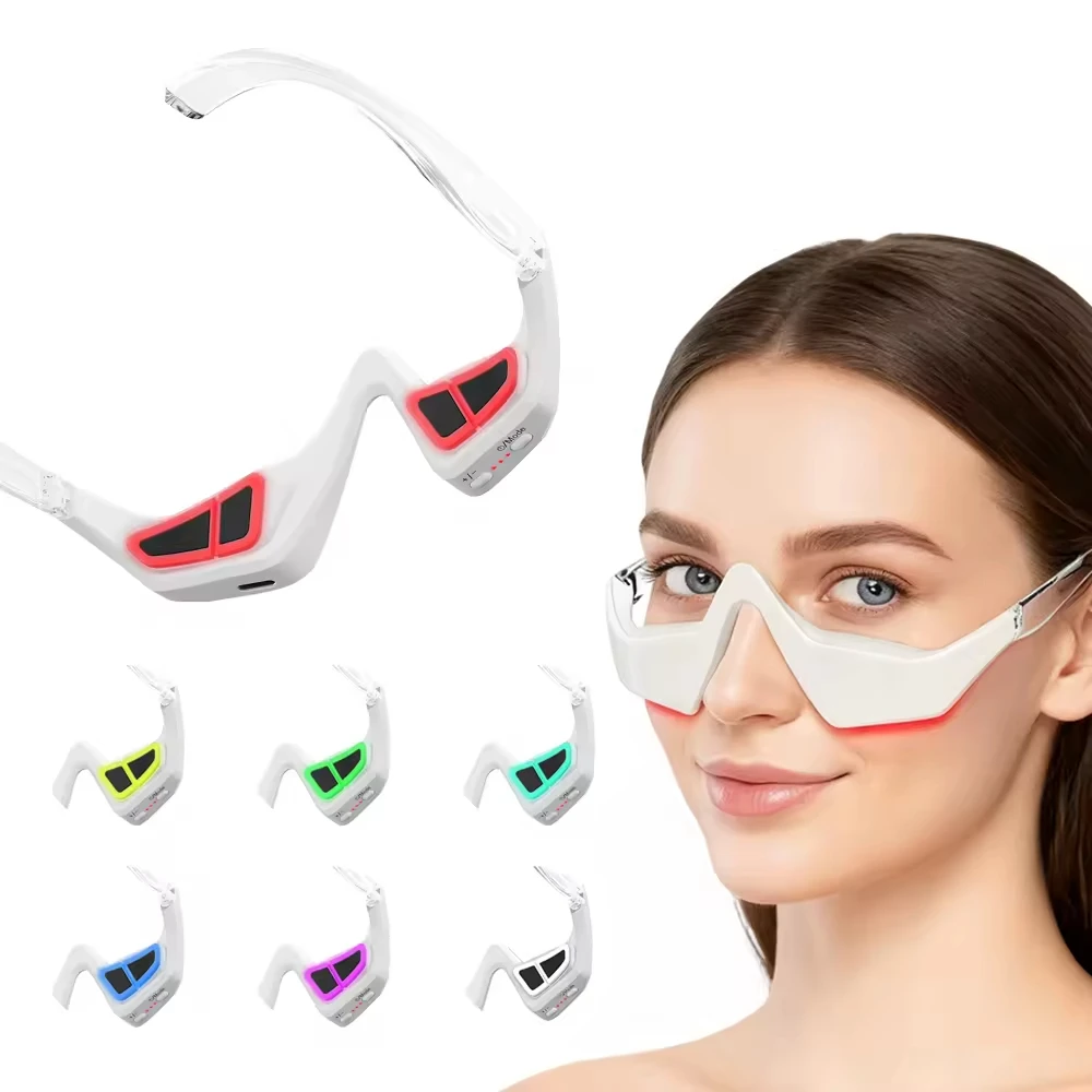 Advanced Hand Held 3D Eye Care Device EMS Microcurrent Heating Wireless Red Light Therapy Glasses Under Eye Massager