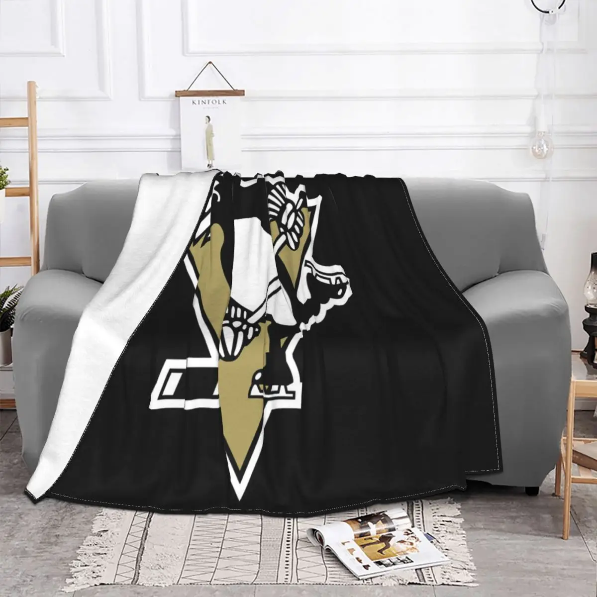 New Pittsburgh Penguin Logo Cotton Brand Style Science Cartoon Character Dj Hipster Cotton Gift Throw Blanket