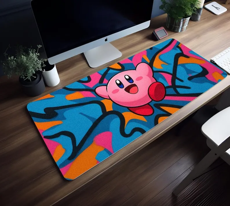 

Graffiti Street Art Kirby Mouse Pad, 8 Sizes, RGB Lights, XXL Desk Mat, Bold Kirby, Urban Kawaii Mouse Pad, Colorful Gamer Setup