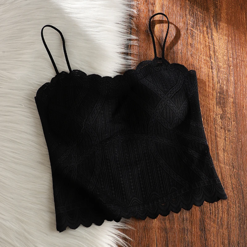 Dames elegante kanten haltertop sexy multiway strapless bh cami met binnenplank, rugloze bandeau-top ondergoed of bovenkleding