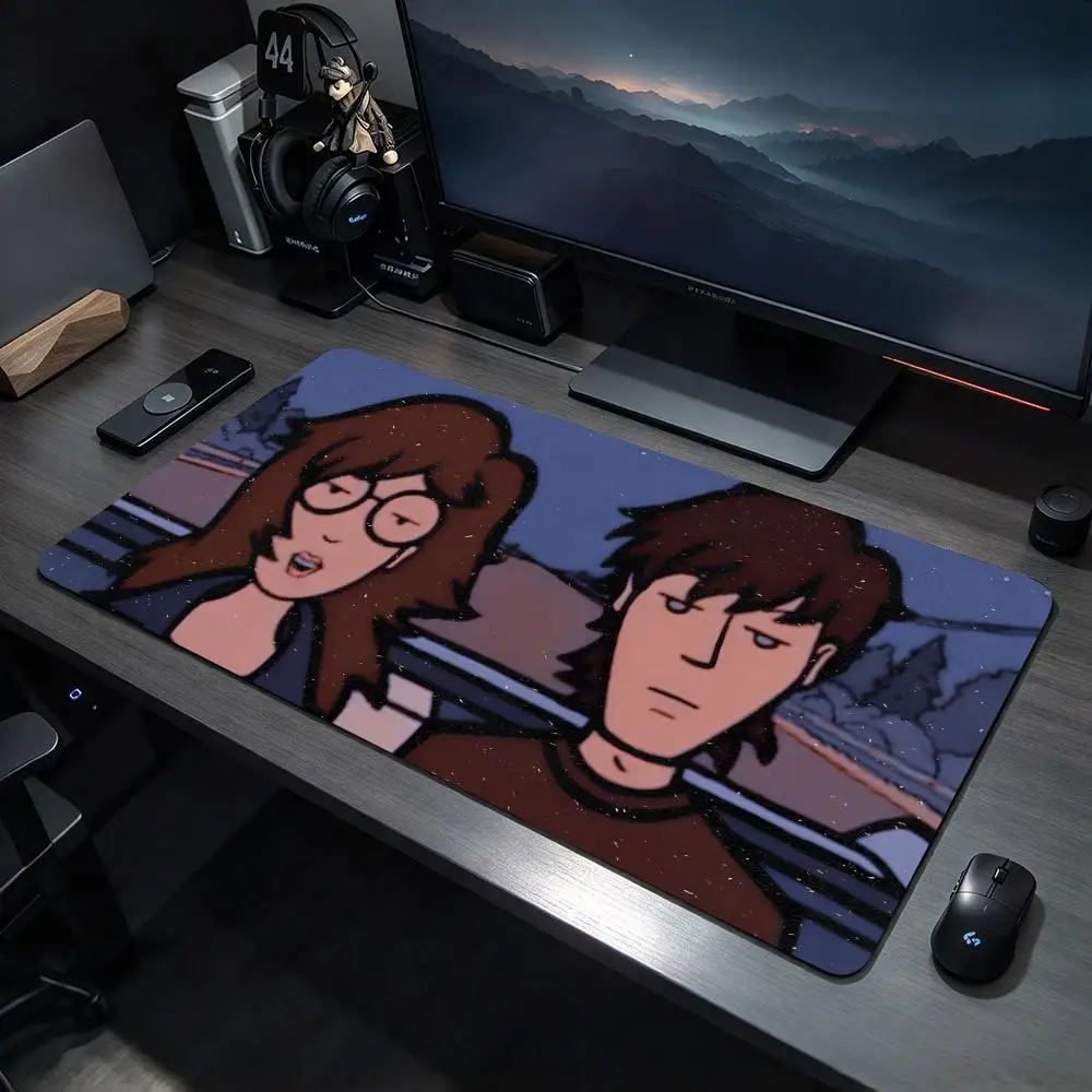 Comic Cartoon D-Daria and Tom Mouse Pad Large Gaming Mousepad Desk Mat Non Slip Bottom Featuring Stitched Edges