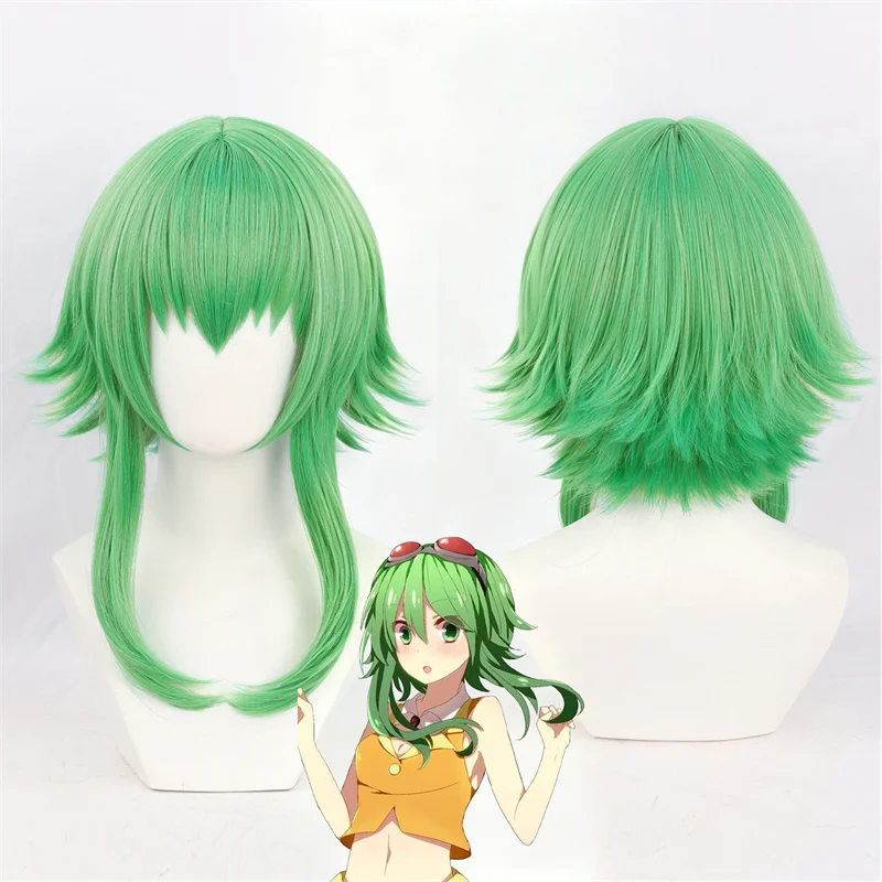 Parrucca Cosplay Megpoid GUMI per Adulti, Capelli Corti Verdi, Parrucche Sintetiche Resistenti al Calore per Donne, Accessori per Halloween, Carnevale