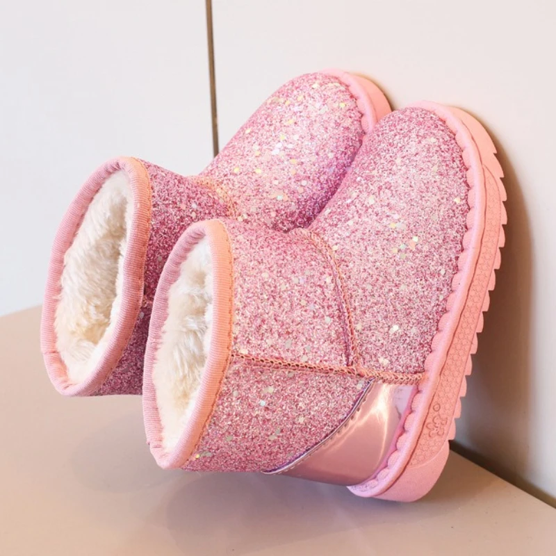 

Child Snow Boot2025winter New Style Child Glitter Flat Boot Korean Version Girl Anti Slipshoe Girl Fashion Boots Child Shortboot