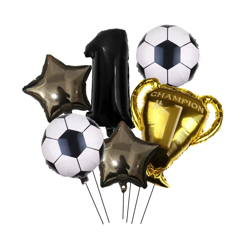 32inch Black Blue Red Digit Number Balloon Boys Football Trophy Air Helium Balloons Birthday Party Decorations