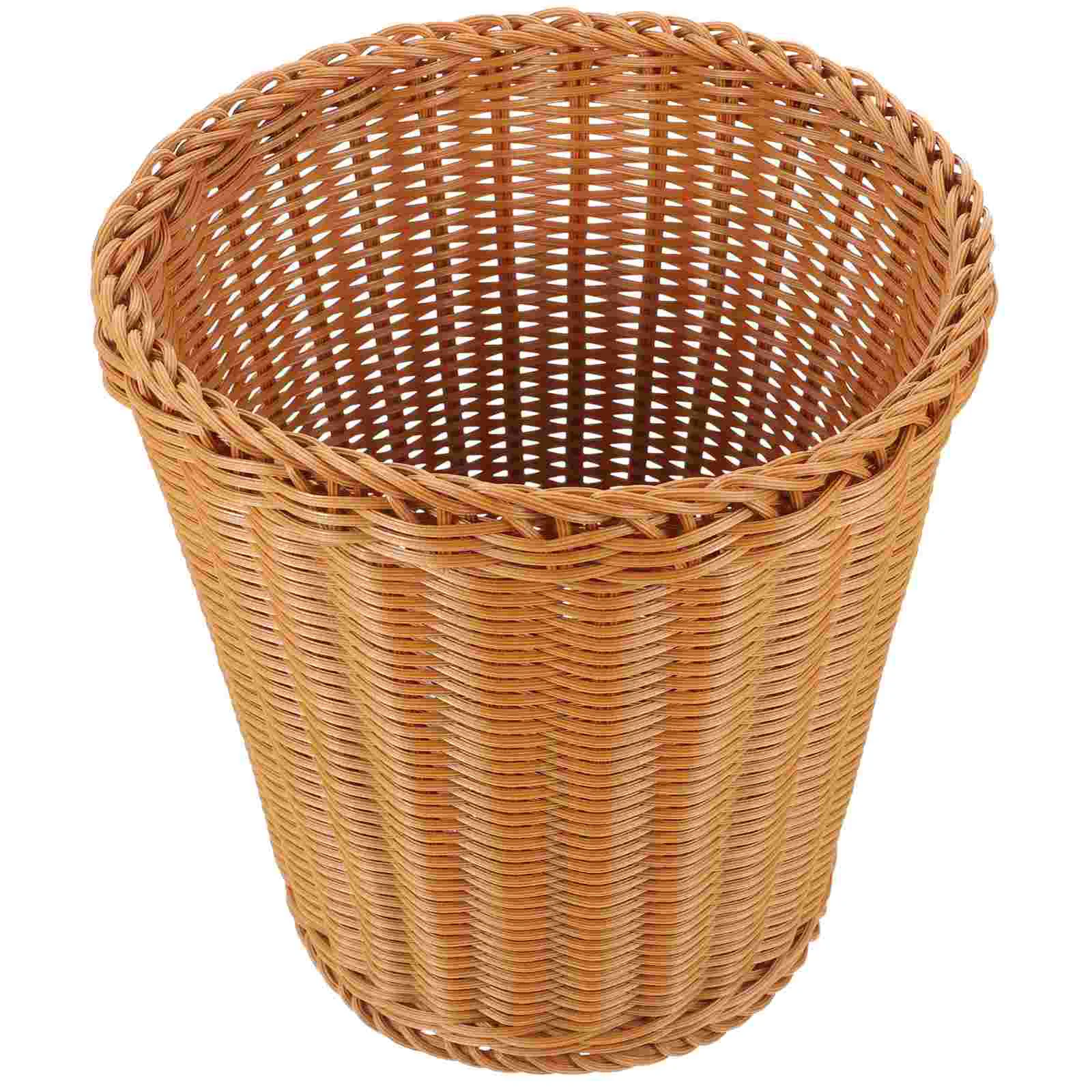 

Rattan Trash Can Plastic Waste Basket Woven Baskets Laundry Multi-function Sundries Office Bins