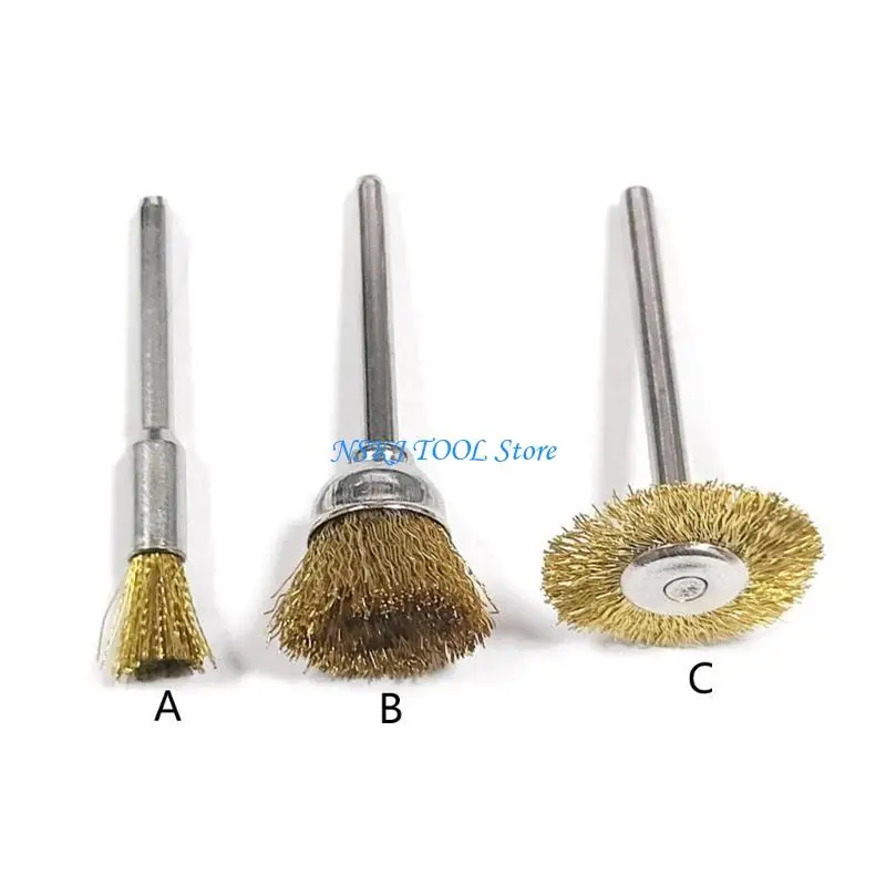 

L8RC Pack Of 10 Copper Wire Wheel Brushes 3mm Mandrel For Effective Rusts Removal And Surfaces Smoothing For Workshops