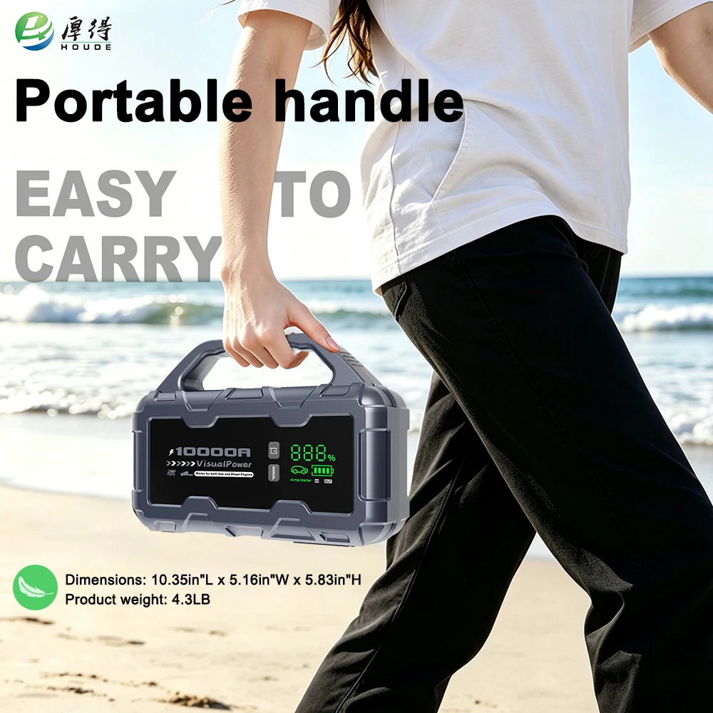 10000A 12V Car Jump Starter with 30000mAh Power Bank & 150PSI Air Compressor for Truck and Motorcycle