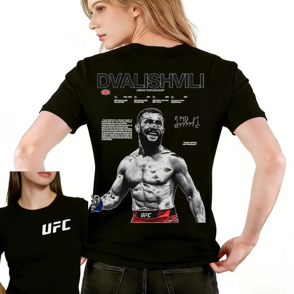 2026 Zomer UFC Merab Dvalishvili Vechten Grafische T-shirt Vrouwen Sport Katoen Korte Mouw Losse Leisure Fitness Shirt Unisex