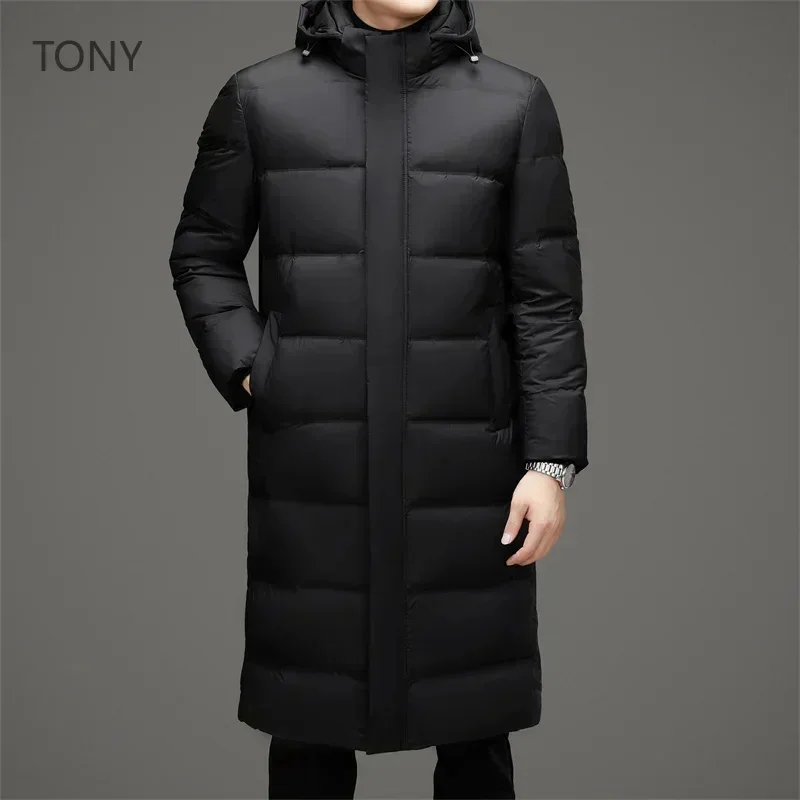 Long Down Jacket Removable Hat Male Winter Brand 2025 for Men Men's Wind Casual Man Sack Coats