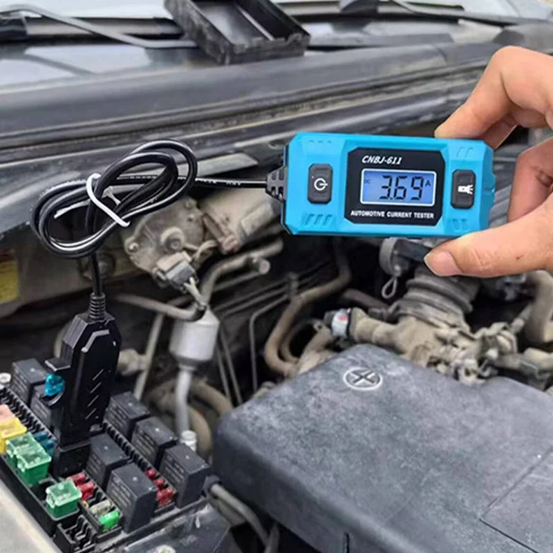 Automotive Fuse Current Tester LCD Display Car Leakage Analyzer Max 48V Automotive Fuse Current Testing Tool High Precision