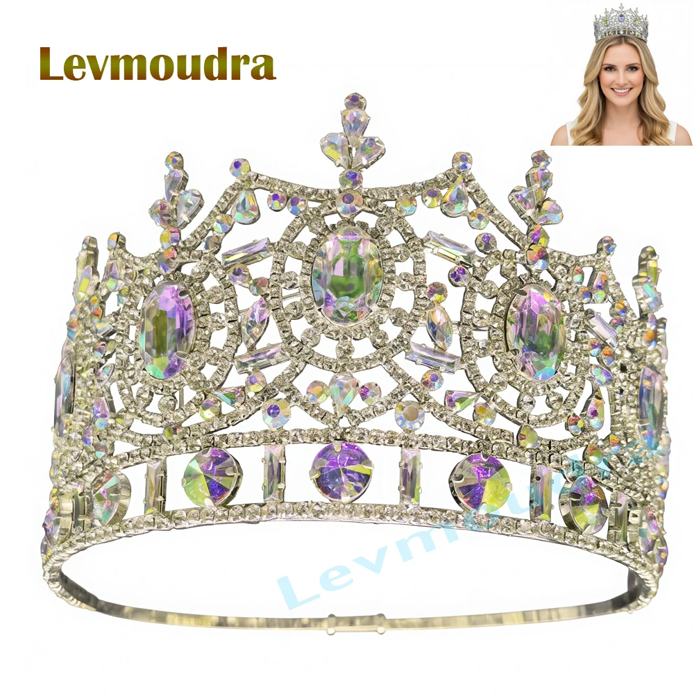 Levmoudra Bridal Tiaras Pageant Crown Crystal Headpieces Pageant Wedding Hair Accessories