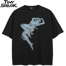 2024 T-Shirt Streetwear AI Robot Graphic T Shirt Cotton Hipster Men Tshirt Unisex Tops Tees Black Hip Hop