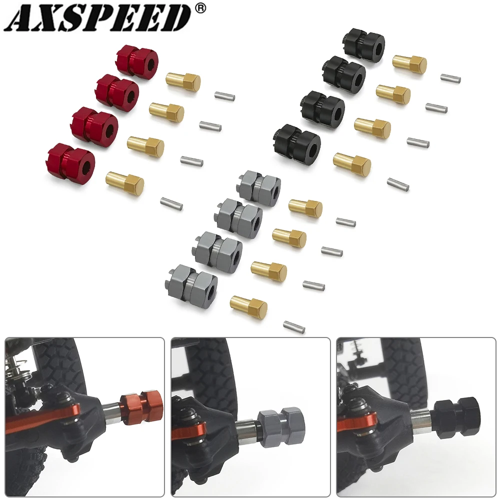 AXSPEED 4 sztuk koła piasta sześciokątna rozszerzenie Hex jazdy Adapter + 4mm dla Axial SCX24 wszystkie serie 1/24 gąsienica RC części do ulepszenia