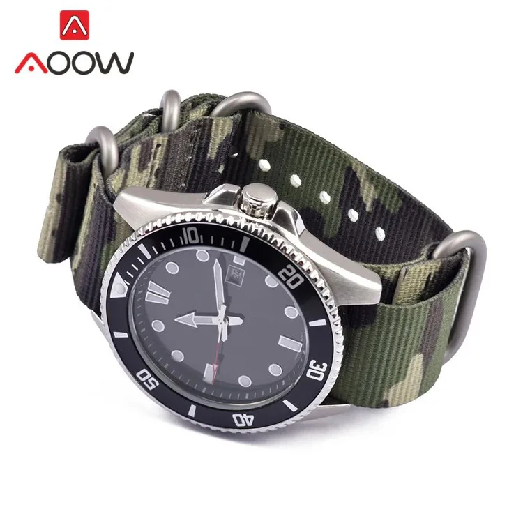 Nylon Strap 20mm 22mm Stainless Steel Ring Buckle Watchband Camouflage Men Military Replace Watch Band for Casio for Seiko