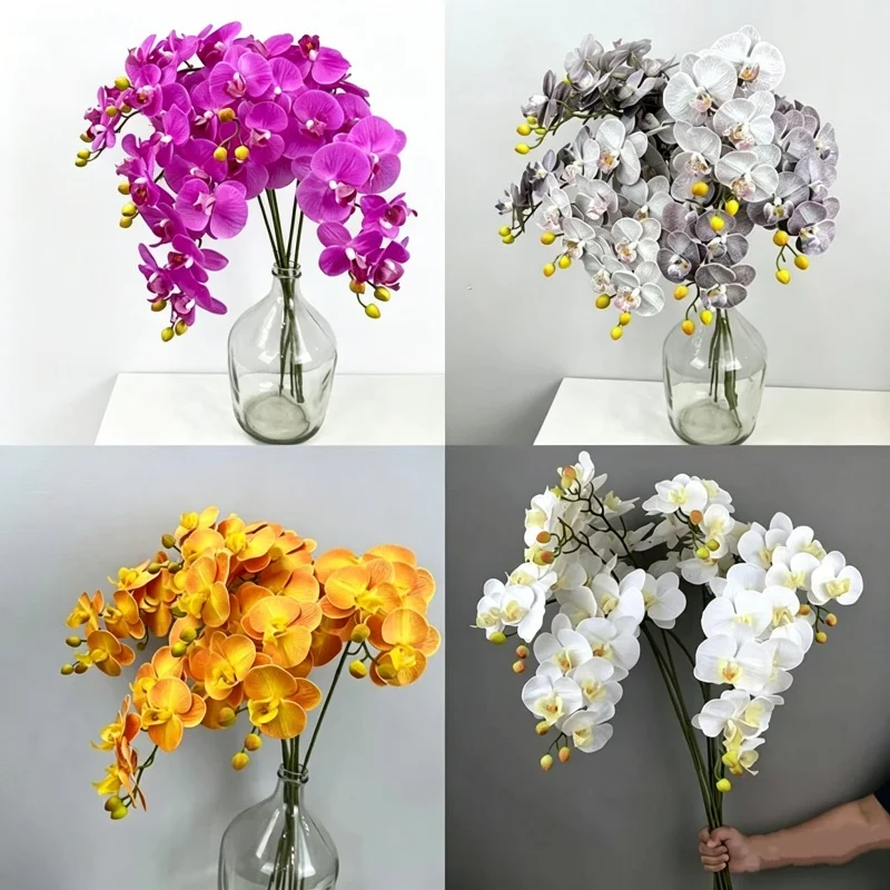 

1pc Artificial Fake Silk Flower 9 Heads Lifelike DIY Phalaenopsis Butterfly Orchid For Home Wedding Store Party Decoration