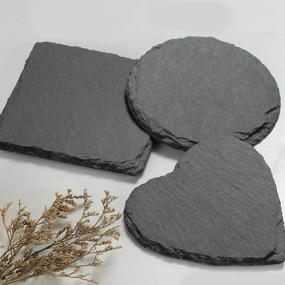 3Pcs Natural Rocks Coaster Stone Cushion Heat Insulation Cup Mat for Home Office Party Vintage Style Non-Skid Teacup Pads