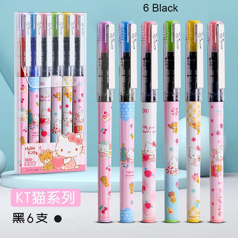 30 pz/lotto Sanrio Kawaii Cat Straight Liquid Gel Pen Cute 0.5mm Signature Pens regalo promozionale forniture scolastiche per ufficio