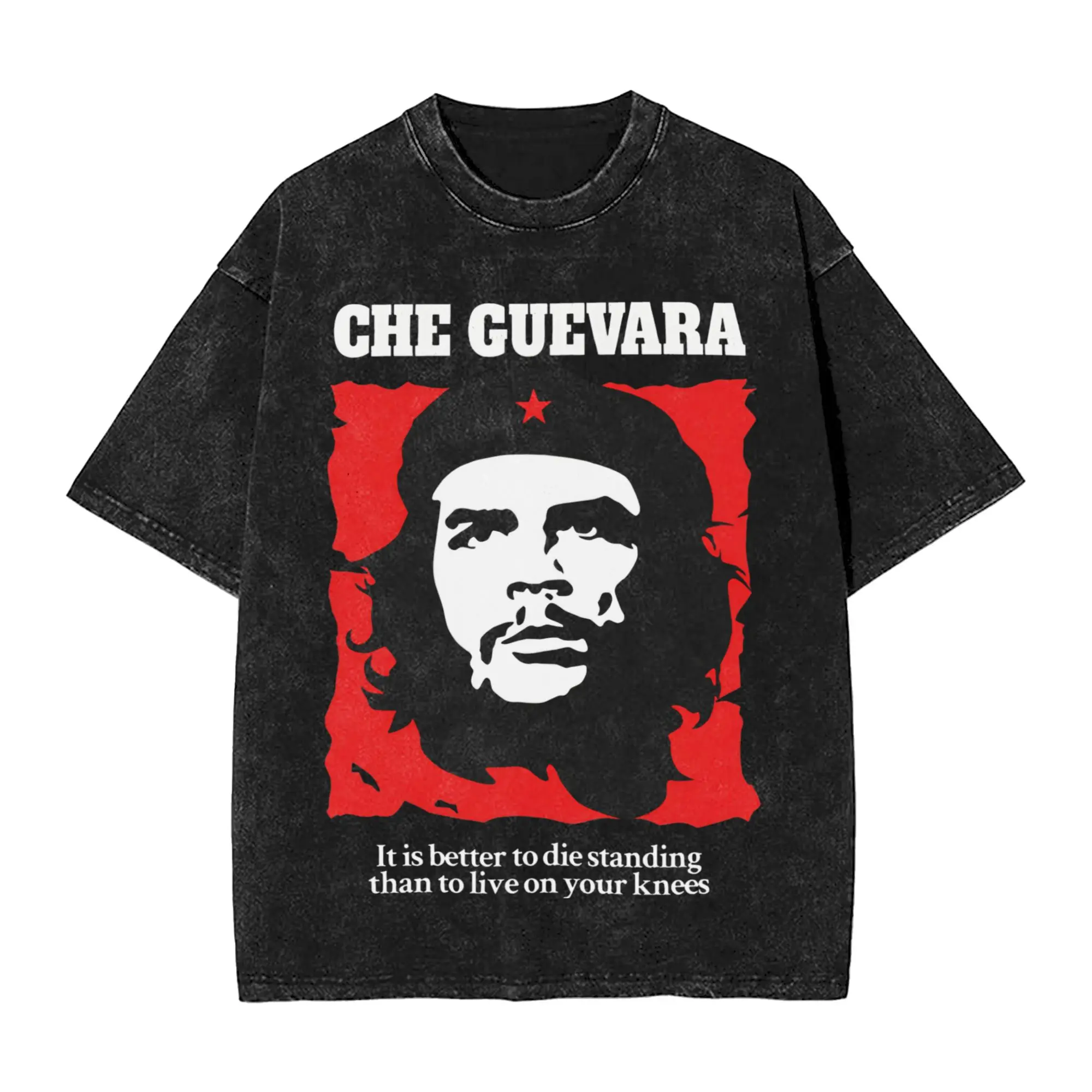 Che Guevara  Outfit Washed T Shirt Men Women Streetwear Hip Hop T-Shirt Summer  Tees Tops Short Sleeve