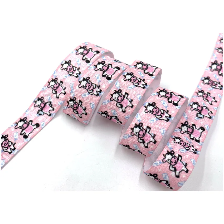 10Y 15mm Rabbit Crocodile Elephant Print Animal Fold Over Elastic Ribbon For Sewing Hair Tie Strap Backpack Decoration Accessory