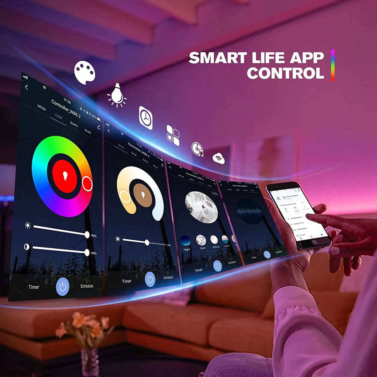 

KZQ-fWB5 RF WiFi Bluetooth контроллер светодиодной ленты RGB CCT RGBW 5в1 с регулируемой яркостью DC12-24V контроллер освещения для Smart Life