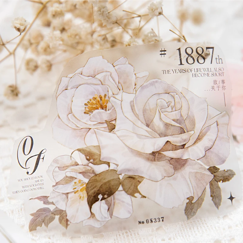 Imagem -02 - Fita Decorativa Withered Roses Series Fita Pet Fresca Pacotes por Lote