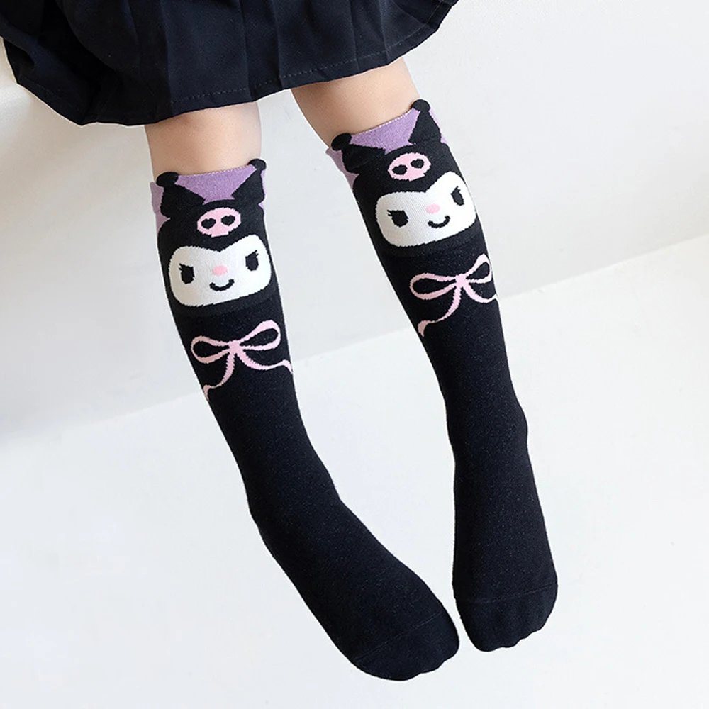 MINISO Sanrio Kuromi Top High Hat Socks Cute Children\'s Cartoon Hat Cotton Baby Long Hat Girl Calf Sock Christmas Birthday Gift