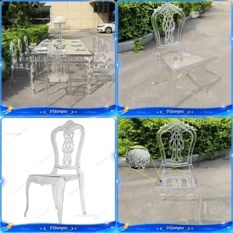Luxury Transparent Acrylic Wedding Chair Outdoor Rose Gold Dining Chair for Hotel Banquet Hall Event Furniture Leisure