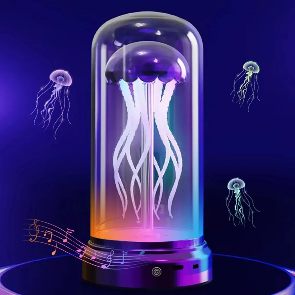 Rotating Jellyfish Night light Led Music Atmosphere Lights For Bedroom Bar Party Prom Candlelight Dinner Decor Cool Table Lamp