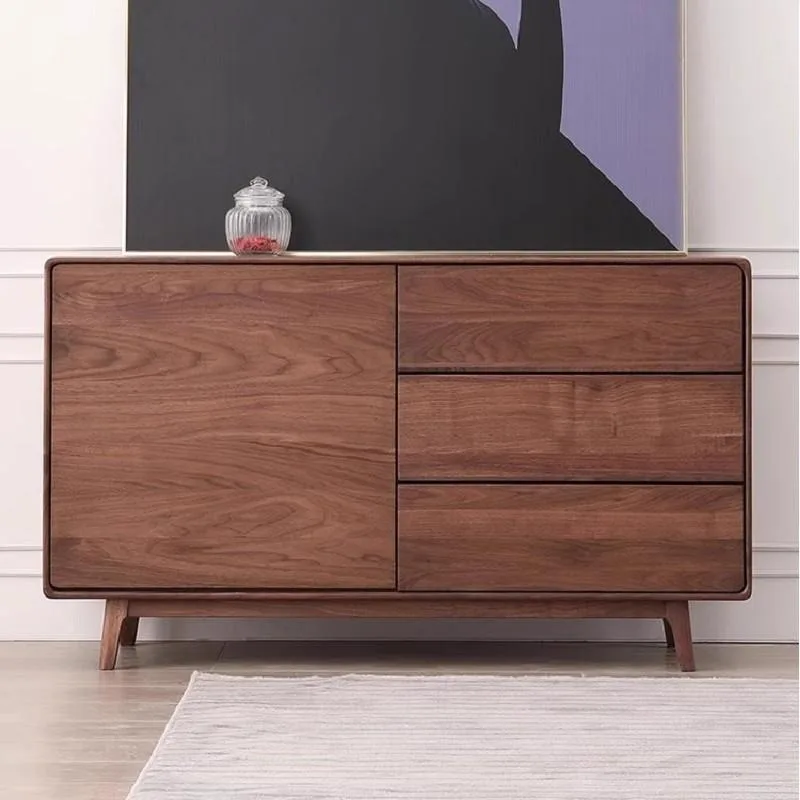 

North American black walnut dining side cabinet solid wood living room locker against the wall utility cabinet