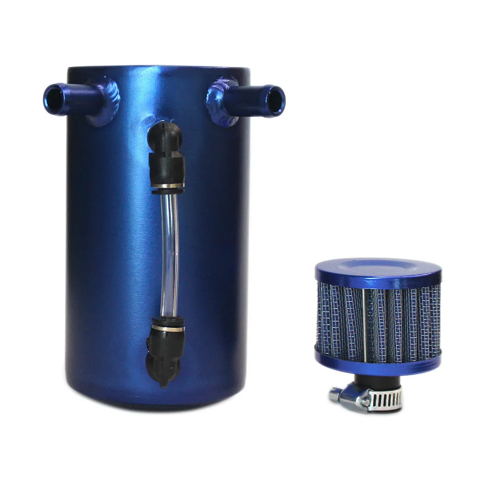 

Car Styling Universal Oil Catch Tank With Air Filtration Reservoir Engine Fuel Seperator Can Aluminum 500ml 2*12MM