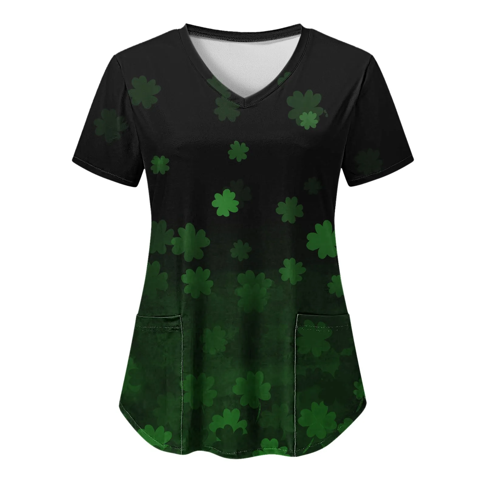 

Healthcare Uniform Nurse Womens Clinic St. Patrick'S Day Short Sleeve Holiday Working Medical Blouse Carer Working Uniforms Tops