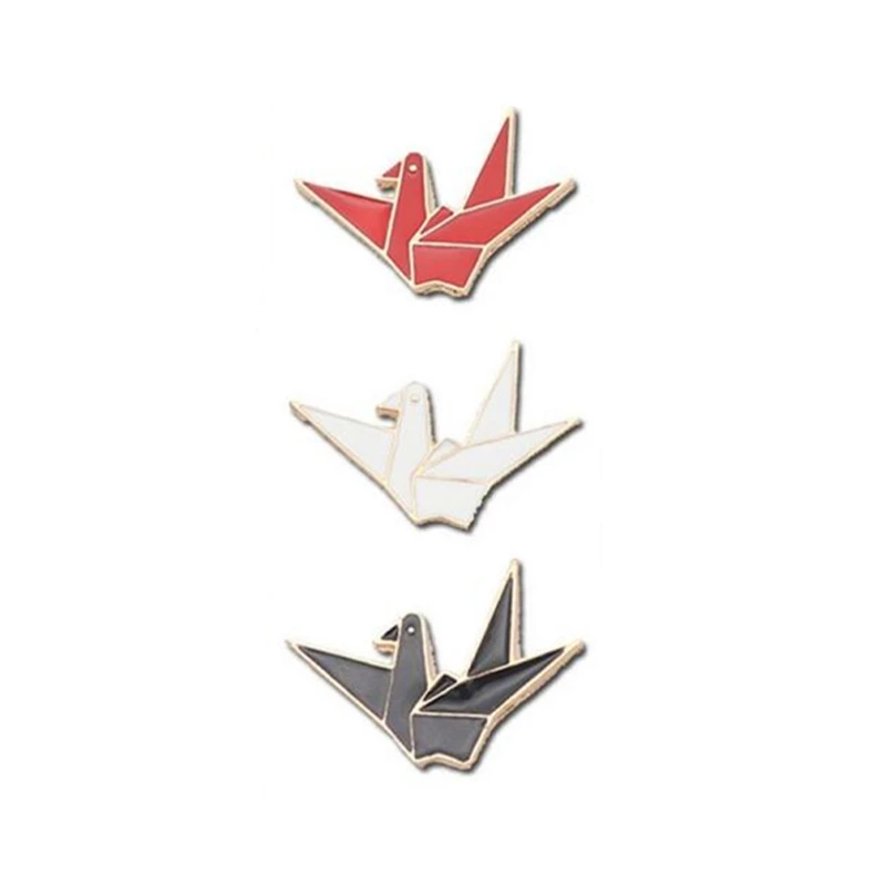 Paper Crane Brooch Bird Enamel Brooches Fashion Origami Animal Badge Pins For Women Girls Cute Jewelry Accessories Party Gift