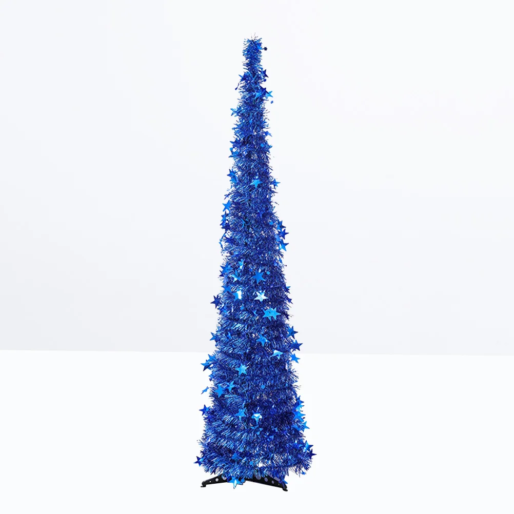 

120cm Foldable Telescopic Christmas Tree Bright Color Non Fading LED Lights Home Decor Blue Pet Christmas Tree